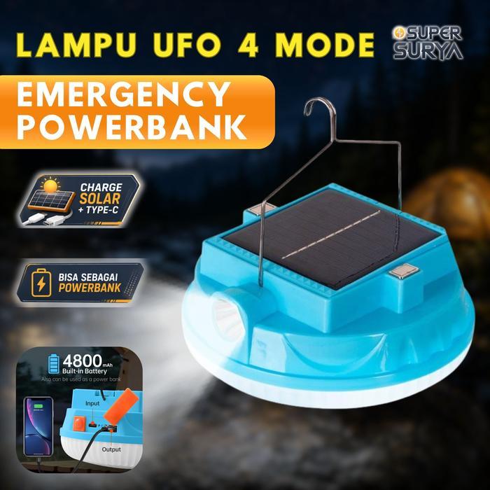READY Terlaris Lampu Emergency UFO LED Solar Super Terang Magnet Power Bank 4 Mode Cas USB PROMOO