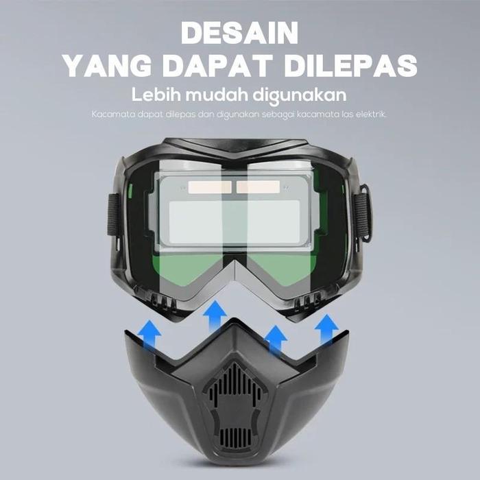 Promo [Cod]Topeng Pelindung Las Listrik Helm Las Penggelapan Otomatis, Masker Las Warna