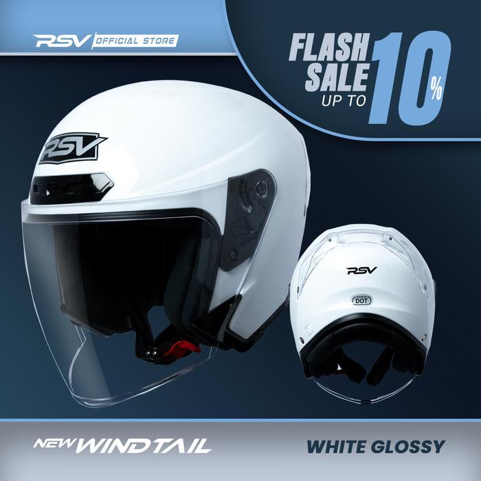 HELM Half Face RSV NEW WINDTAIL WHITE GLOSSY Motorcycle - RSV Helmet