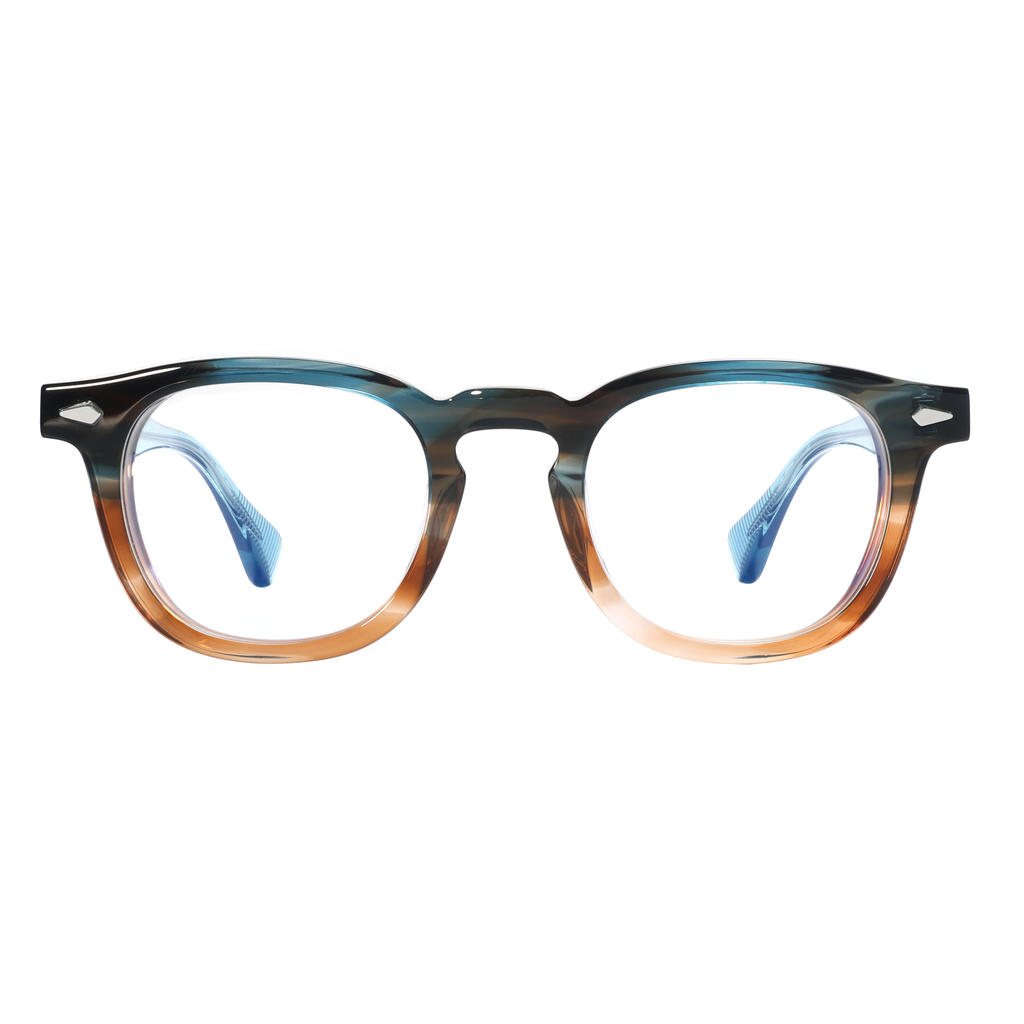 VZONE Retro Round Glasses Frame Thick Transparent Acetate Eyewear for Men Women Y2K Fashion Blue
