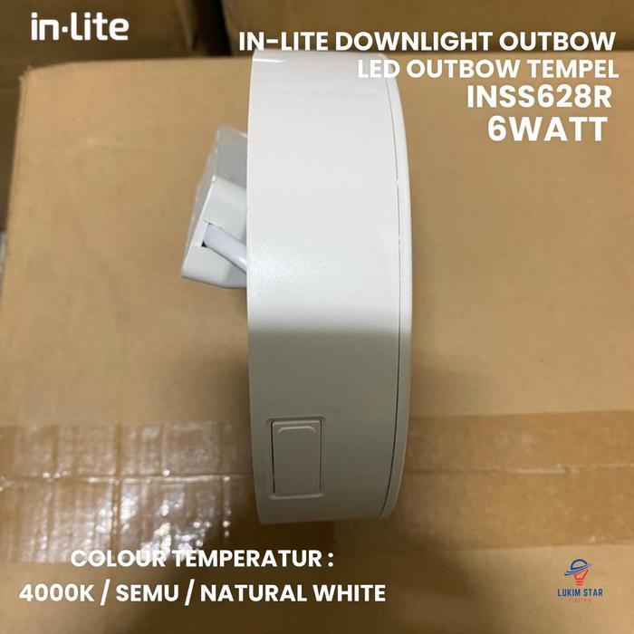 Lampu Inlite Downlight Outbow 6W Watt 4000K Natural White Outbow Tempel Led Kanopi Inlite