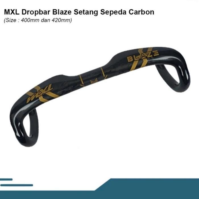 Stang Dropbar Carbon MXL BLAZE Aero Pipih 400mm Inner Cable Stang Balap Sepeda Roadbike Carbon MXL