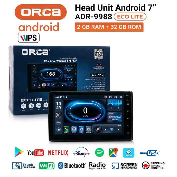Head Unit Android 7 Inch Orca Adr-9988 Eco Lite Series Ram 2Gb 32Gb 7Inch Mobil Adr9988 Adr 9988