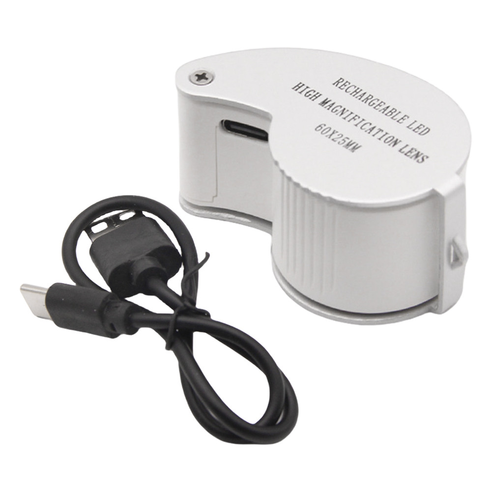 40X60X Magnifying Loupe with LED Light Jewelers Loupe Magnifier Pocket Folding Jewelers Loupe for