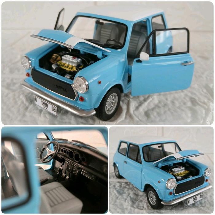 TERBARU Diecast Miniatur Welly & Bburago Morris Mini Cooper Lht Blue 1:24