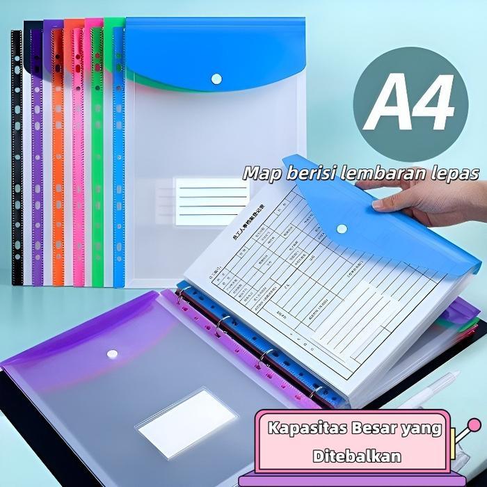 Map File Plastik A4 11 Lubang Transparan Anti Air - Map Pelajaran Organizer Arsip Dokumen Kantor
