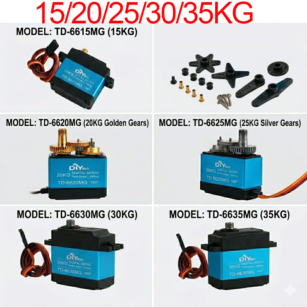 15/20/25/30/35KG Metal Gear Digital Servo 4.8-8.4V TD-6615MG - TD-6635MG Carbon Brush Motor 180/270