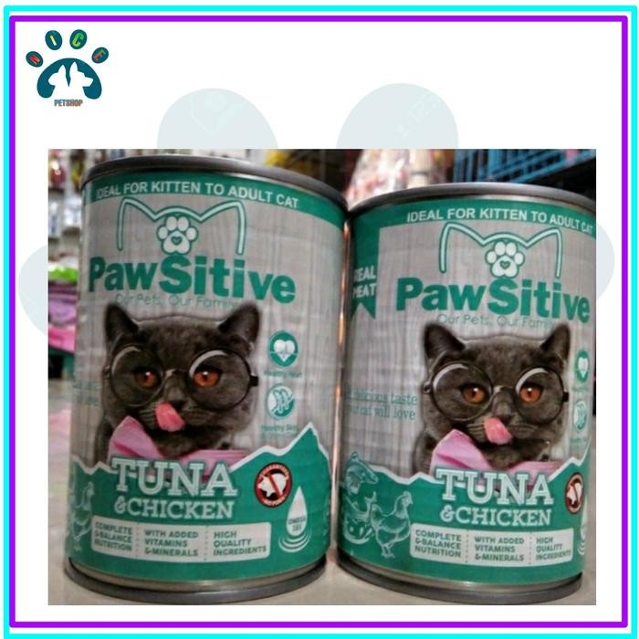 

PRICE PROMO PAWSITIVE KALENG RASA TUNA 1 DUS ISI 24 KALENG WET FOOD