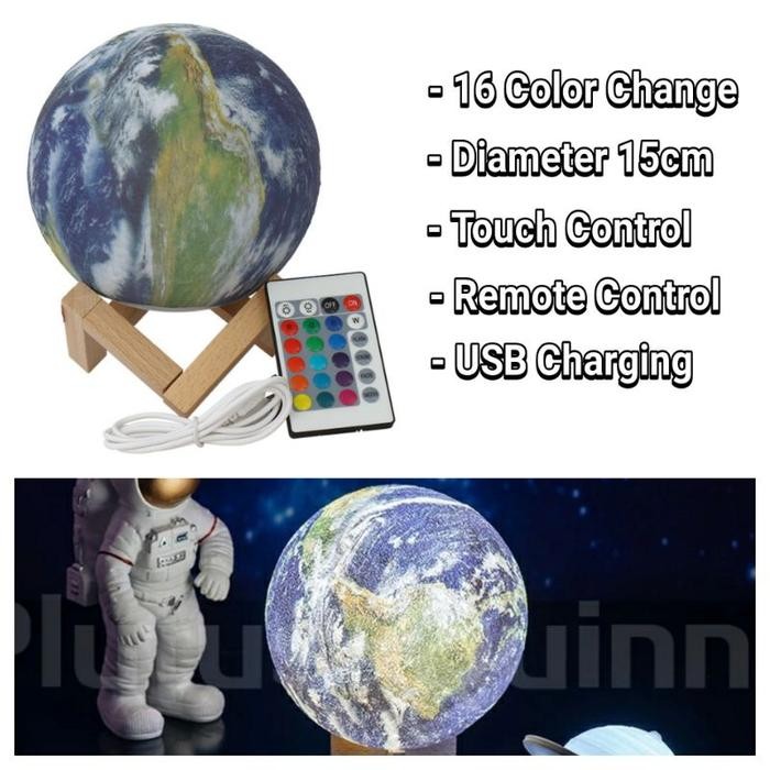 Galaxy Night Light Globe 3D Lampu Tidur LED Globe Lampu Meja Kamar Anak Peta Dunia Atlas