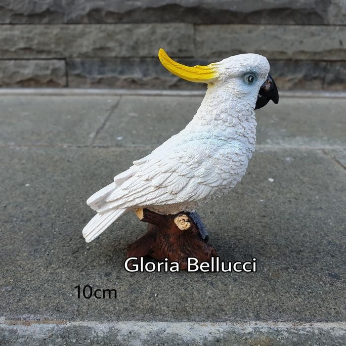 Ready patung pajangan burung kakaktua miniatur kakatua putih