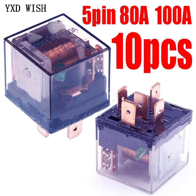 10PCS Waterproof Automotive Relay 12V 100A 5Pin SPDT Car Control