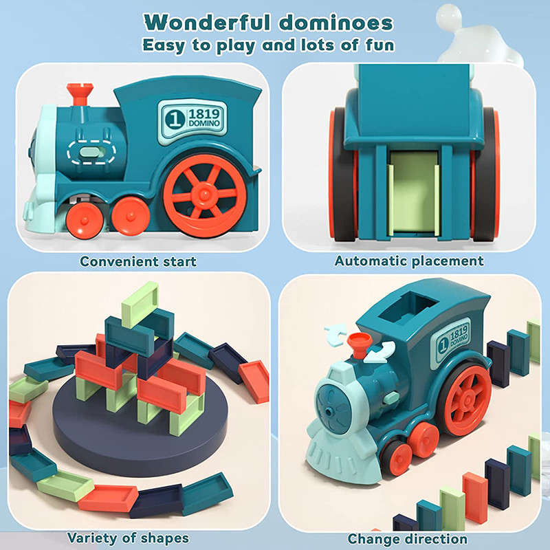 Domino Train Toy Domino Rally Electric Train Automatic Toy Creative Fun Laying Train Set Children's 