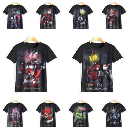 baju Kamen Rider Model 2 Kaos Satria Baja Hitam 3D Model Anime Kartun Untuk Anak dan Dewasa Unisex -