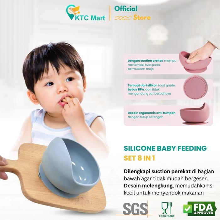 Bestquality- Jojoboo - 8 In 1 Peralatan Makan Bayi Set Silicon Suction Food Grade Baby Feeding Set