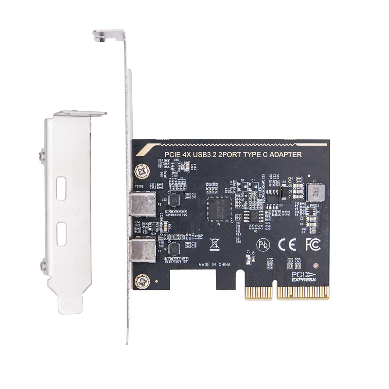 PCIE TO DUAL TYPE C EXPANSION CARD PCI EXPRESS X4 TO DUAL PORT TYPE-C USB 3.2 GEN2 10GBPS RISER CARD