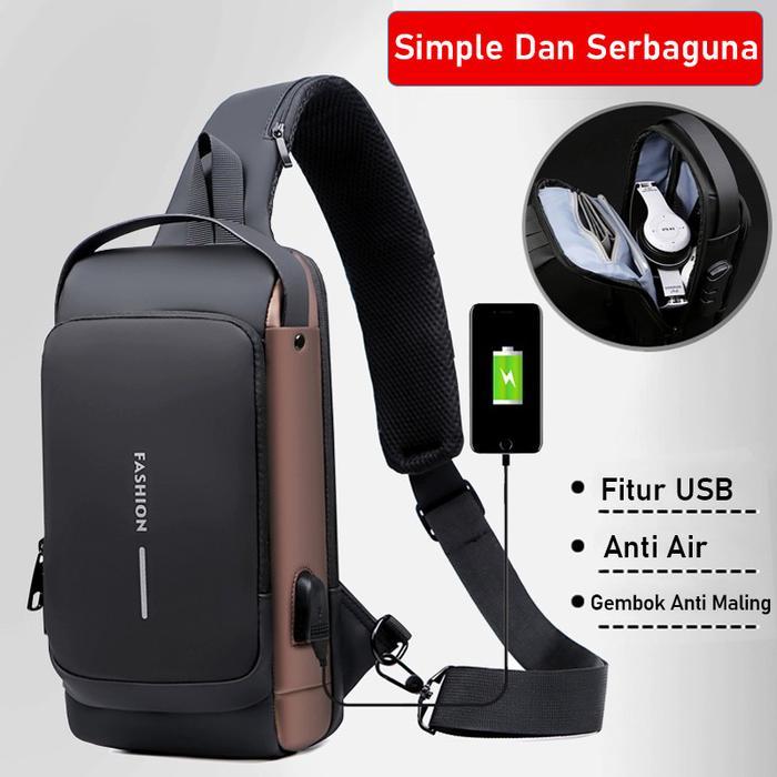 Eiger - Tas Selempang Pria Trendy Usb Port Anti Maling Pin Lock Ts717