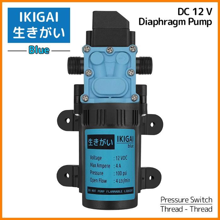 Diaphragm Pump Ikigai Blue , DC 12 V, 48 Watt, 100 Psi Pressure Switch