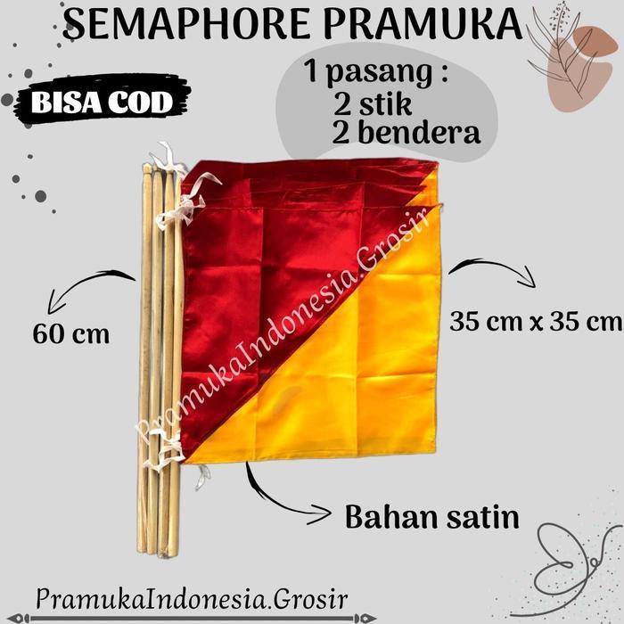 [1 PASANG] BENDERA SEMAPHORE / STIK SEMAPHORE / SEMAPHORE PRAMUKA / SEMAPOR PRAMUKA / BENDERA