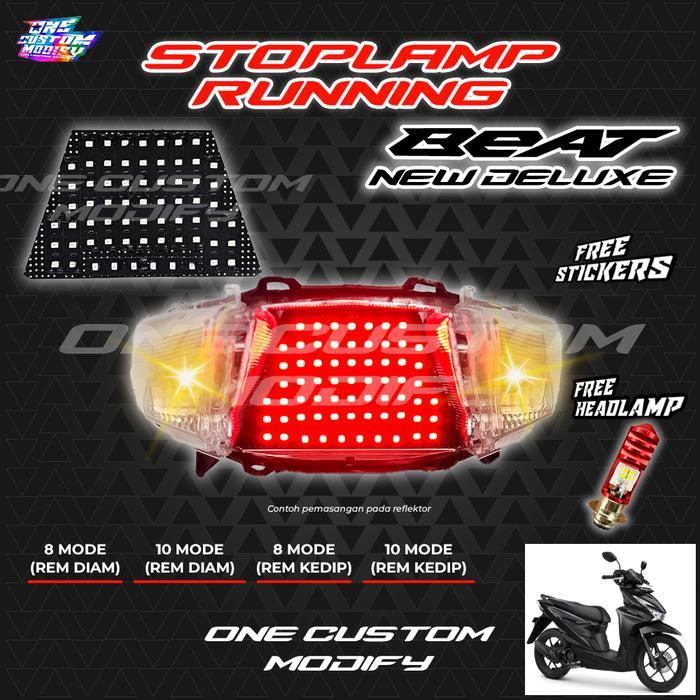 BERKUALITAS STOPLAMP RUNNING BEAT DELUXE GEN 2 2024 LAMPU LED REM BELAKANG MOTOR VARIASI ONE CUSTOM