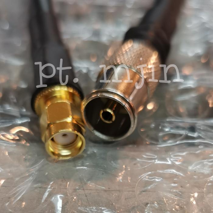 BERKUALITAS Kabel jumper Rg6 merk MMP dari TV female to RP SMA male panjang 1meter