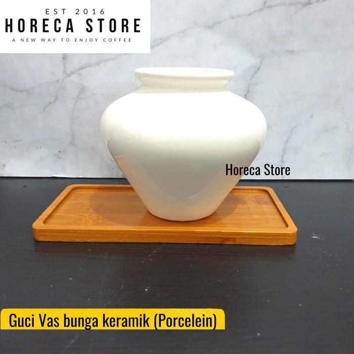 Guci Vas Bunga Mini Keramik White Flower Vase Ceramic