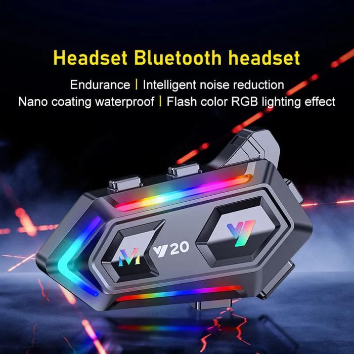 Intercom Y20 Headset RGB Y20 Bluetooth Headset Helm Motorcycle RGB Y20 - Black