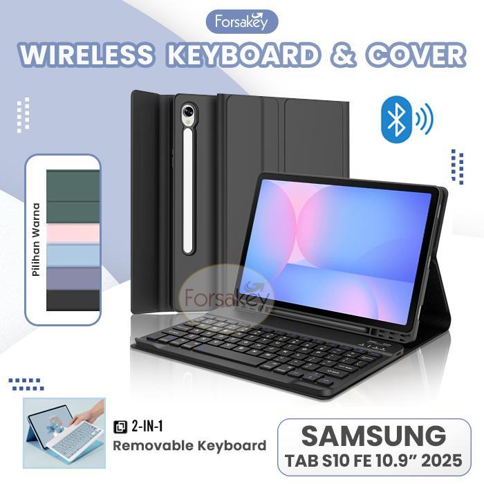 Ada Stok KEYBOARD & MOUSE with CASE untuk Tablet Samsung Galaxy Tab S10 FE 10.9 Inch 2025 Wireless