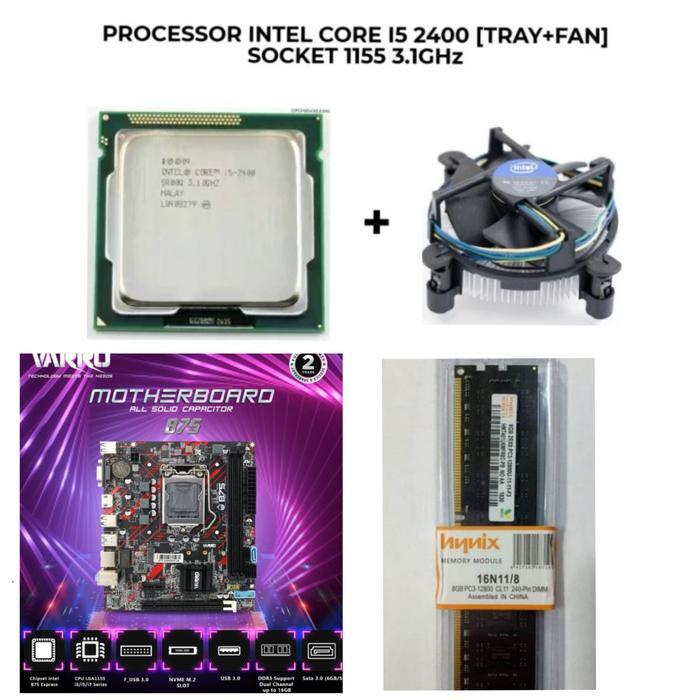 Motherboard Varro H61 + Processor Core I5 Lga 1155 + Ram 4Gb