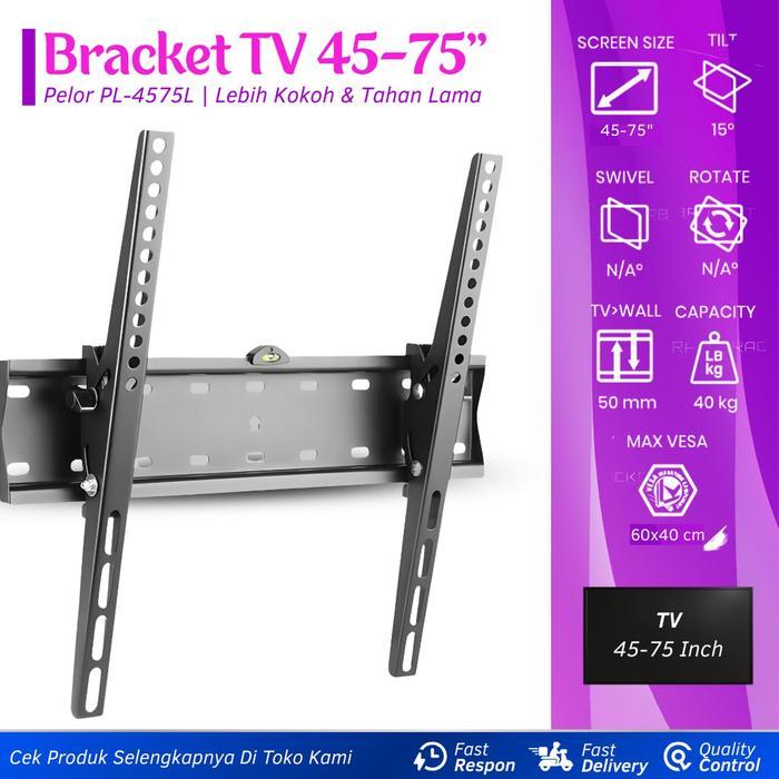 Bracket TV LED LCD 45-75 Inch Gerak Naik Turun Inch Universal Breket TV Dinding 45-75 Inch Briket TV