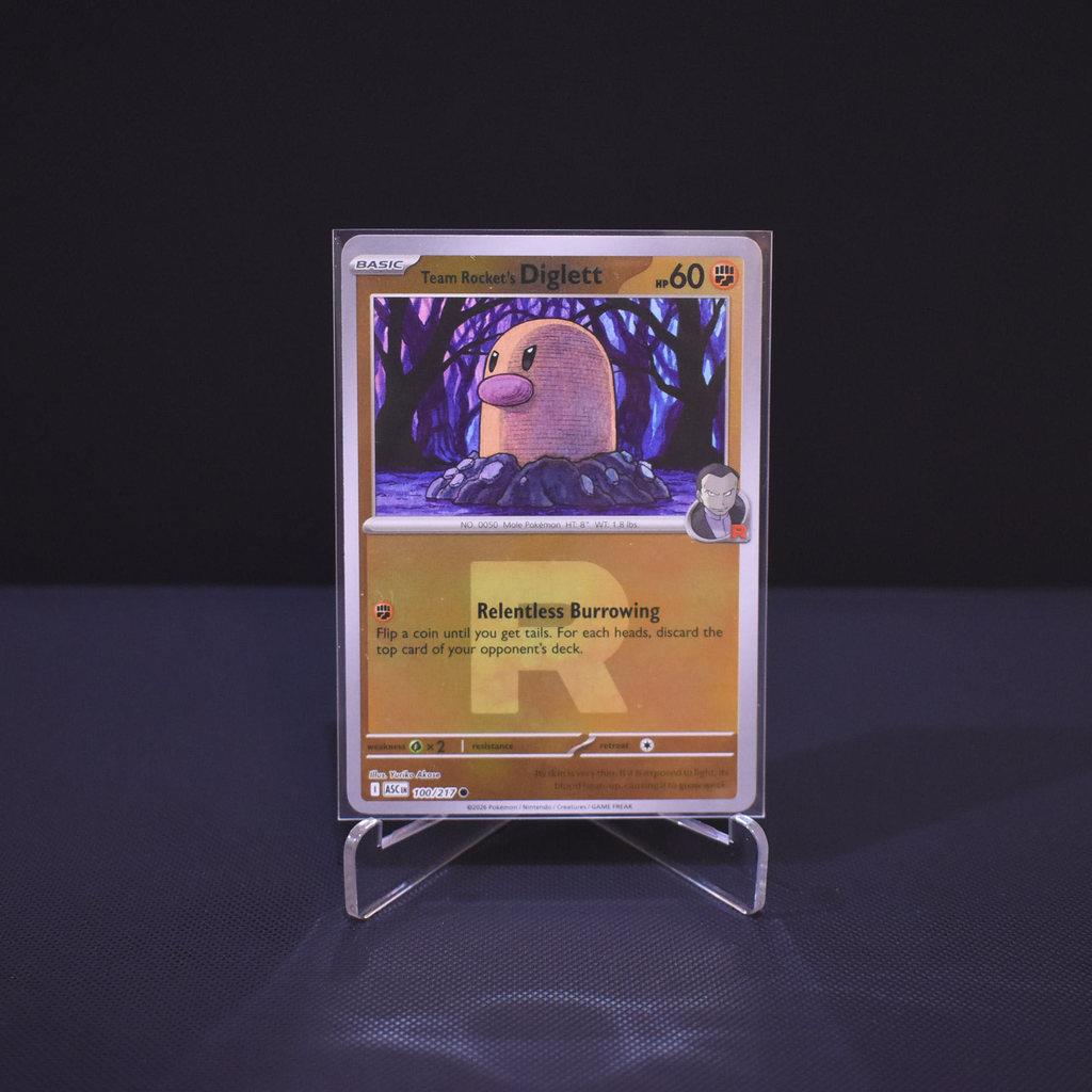 Team Rocket's Diglett (Team Rocket), 100/217, Ascended Heroes (ASC), Reverse Holo (RH), Kartu Pokemo