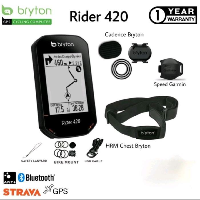 Speedometer sepeda Bryton 420 paket 3 sensor Bryton