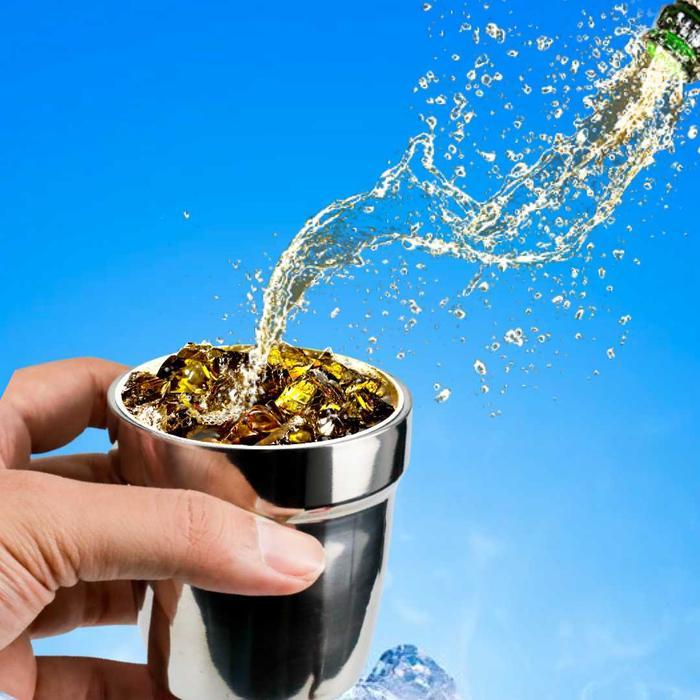 Gelas Minum Sloki Mini Stainless Steel Mug Beer Wine Cups 180 Ml
