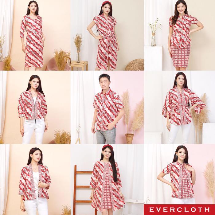 BATIK FAMILY / BATIK COUPLE / BATIK SERAGAM / RIDO Merah Putih Kemerdekaan 17 Agustus
