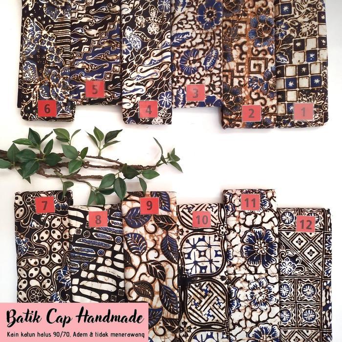 KAIN BATIK CAP HANDMADE SOGAN BATANGAN REMEKAN COLET BIRU (21)