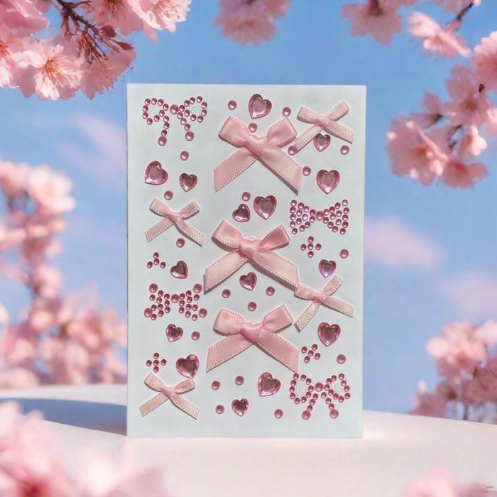 SALE Stiker Wajah Pita dan Permata Cantik Lucu Hiasan Wajah Kreasi Aksesoris Fashion Terbaru