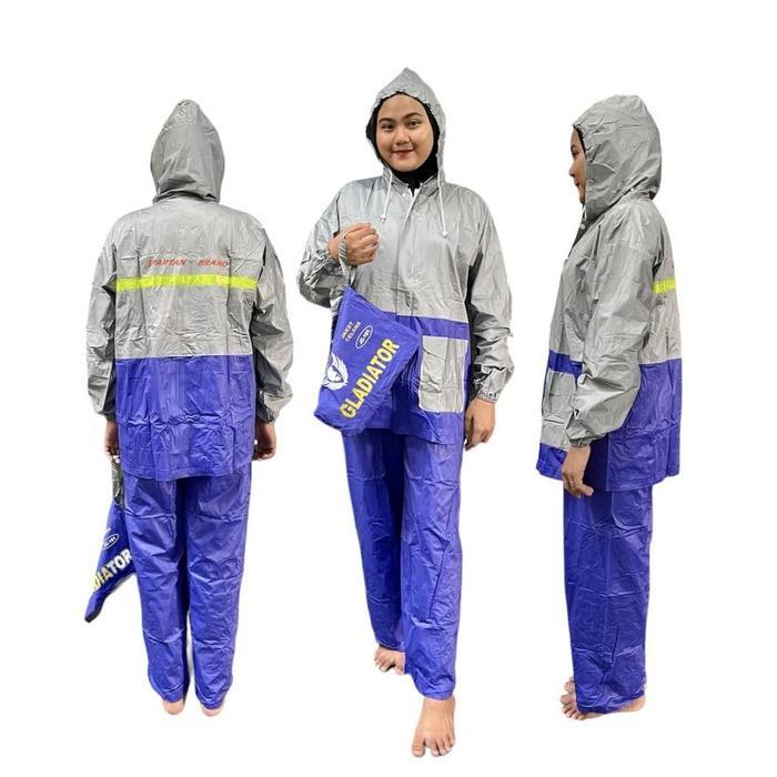 TERLARIS CLAI Setelan Jas Hujan Jaket Celana Spartan Gladiator JC-101 PVC Lentur Wateroof Size