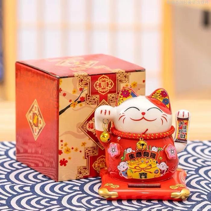 Pajangan dekorasi patung kucing hoki gerak tangan Hadiah