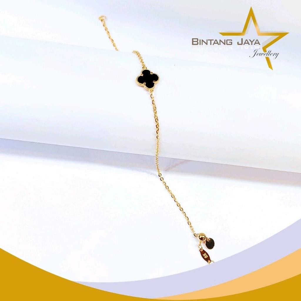 Gelang Emas Rantai Bunga Hitam Elly Serut - Kadar 8K - Berat 1,53gr - Size 18.2 SERUT - 29/08/26 - (