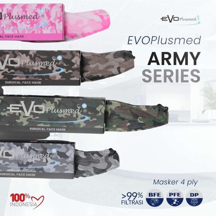 ASLI Masker Medis Camo 4ply EVO Plusmed 4D Army Series READY STOCK
