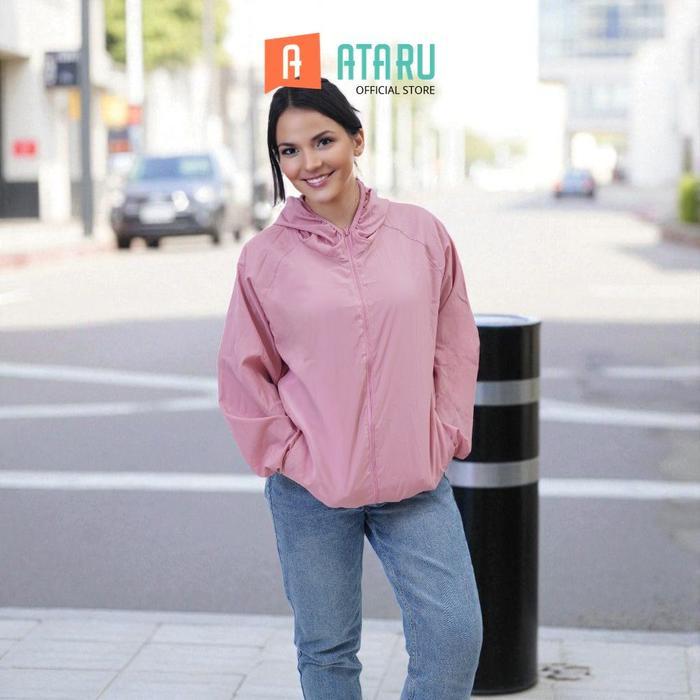 DISKON Ataru Jaket Lipat Wanita - Dusty Pink Jaket Lipat Outer Travel Packable Wear Jaket Ringkas