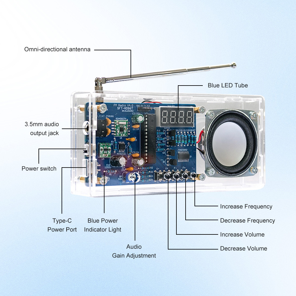 87.5-108MHZ FM RADIO KIT DIGITAL ELECTRONIC RECEIVER MODULE MICROCONTROLLER DIY ELECTRONIC KIT
