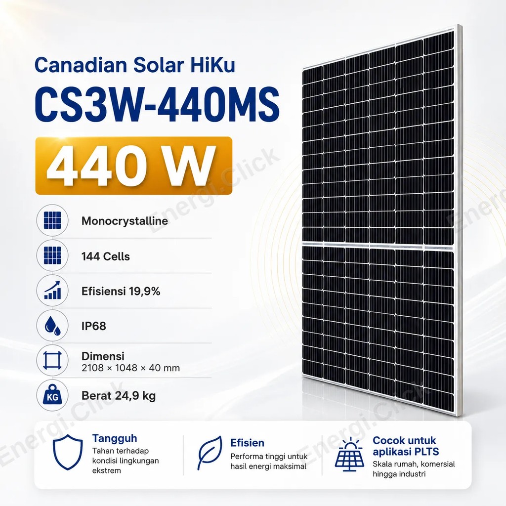 Solar Panel Canadian Solar HiKu 440 Wp Mono (CS3W-440MS)