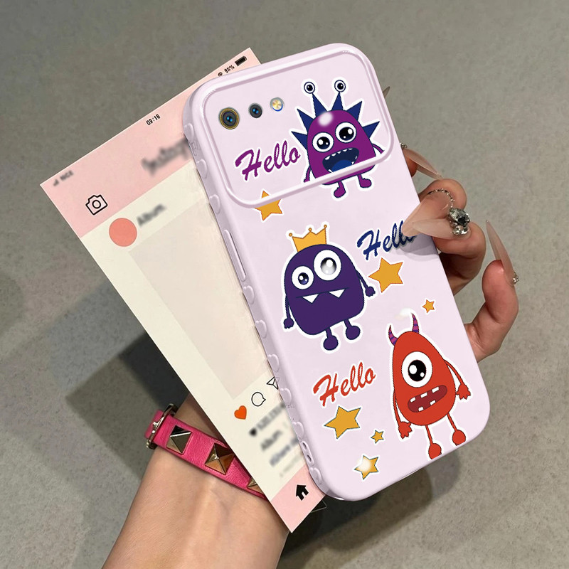 Casing Hp untuk Realme C2 C2s OPPO A1K Case Monster Kartun Kasing Jarang Ada Cesing Bingkai Motif Ha