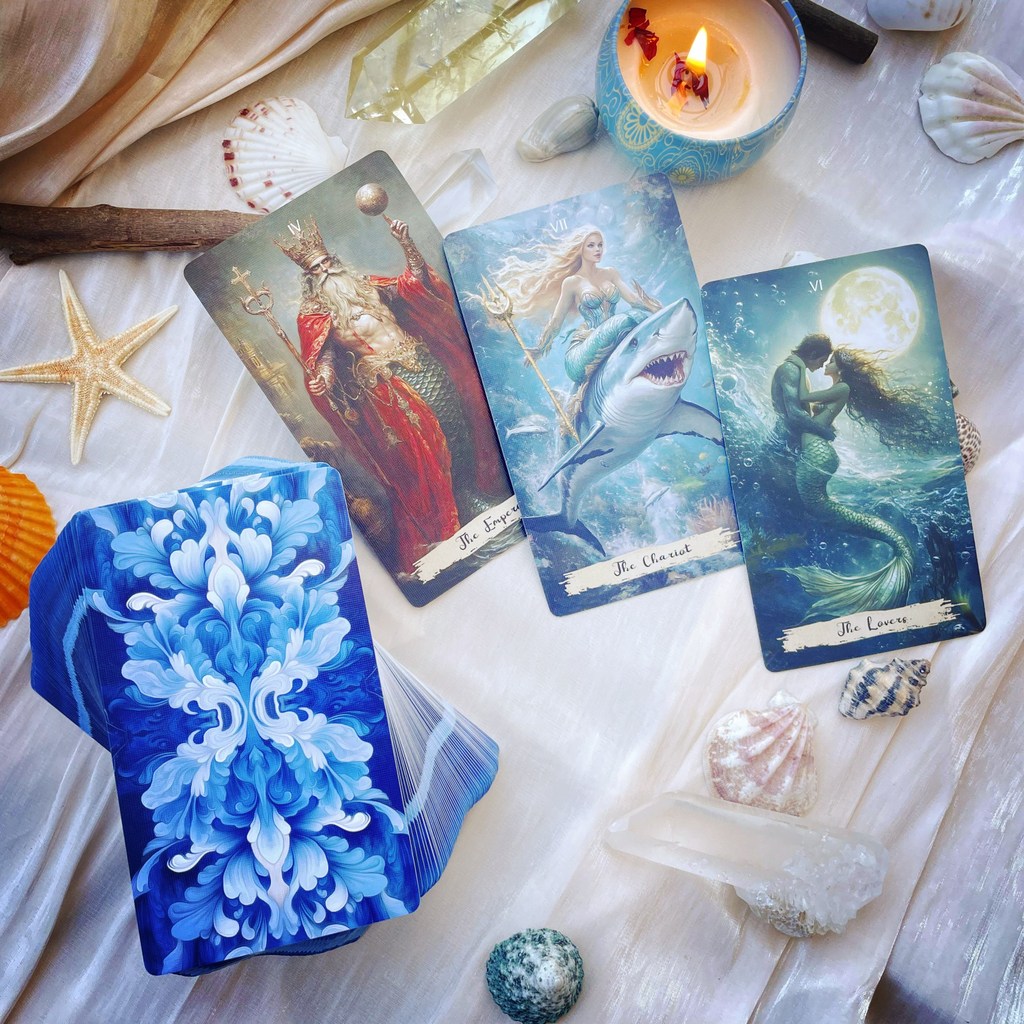 2025 New Beginner 12x7cm Rider Waite 78 Genuine Professional Mermaid Tarot Deck with Guidebook