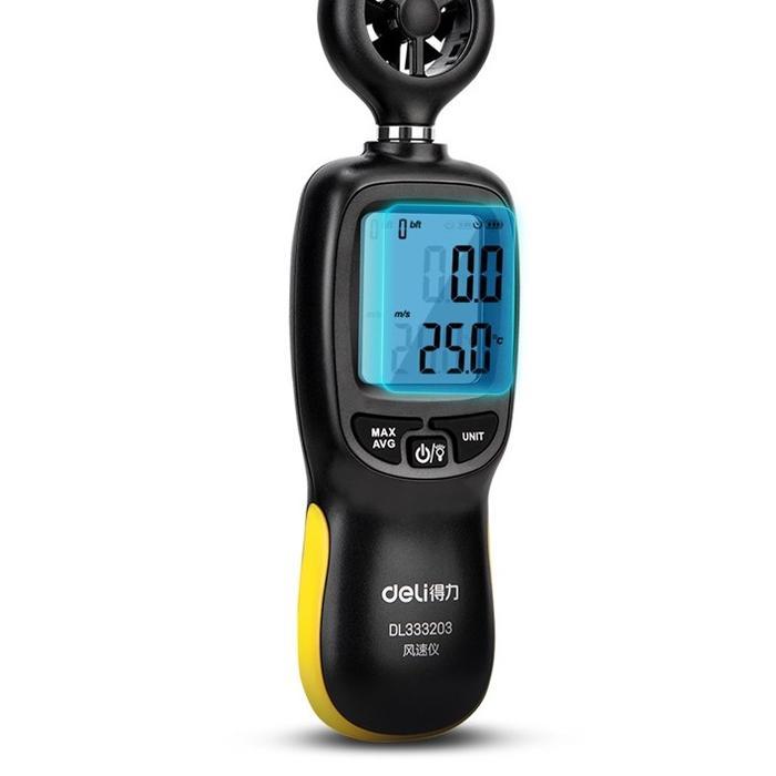 Deli Digital Anemometer Pengukur Kecepatan Angin Thermometer Angin