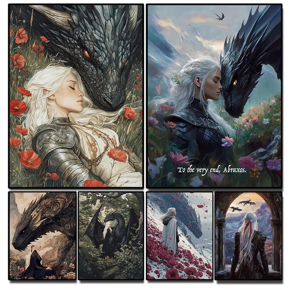 5D DIY Diamond Painting Kit Dark Academia Throne of Glass Dragon Art Full Drill Rhinestone Mosaic ll