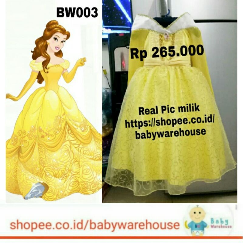 Princess Belle Bw003 Baju Princess Belle Bw003 Kostum Anak