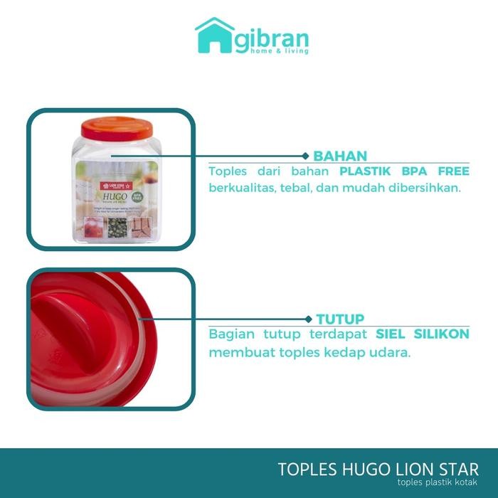 sw4u Toples Tutup Plastik Segi Pp-50 Pp-51 Hugo Square Jar 200 (3L) 201 (4L) Lion Star