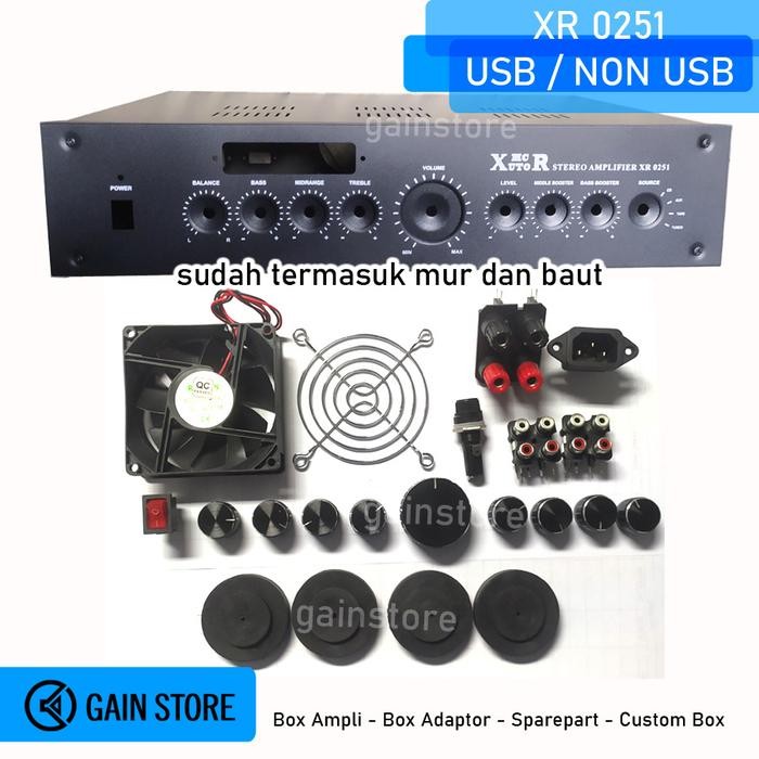 Box Ampli Amplifier Plat Besi XR 0251 USB Non Paket Hemat