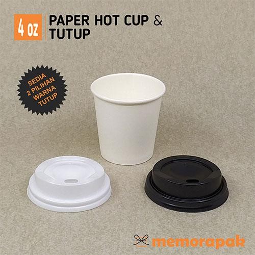 Paper Cup 4 oz - Hot Cup + Tutup - Gelas Kertas Kopi Espresso